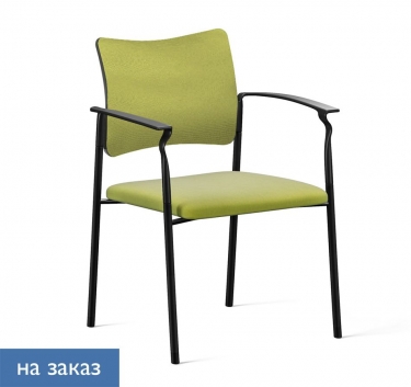 Кресло на черных опорах, обитое, с подлокотниками Profoffice PINKO UPH 4legs black Kiton 08 Arm Зеленый Черный