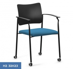 Кресло на колесах, с подлокотниками Profoffice PINKO plastic cast black SLW 58 Arms Голубой Черный