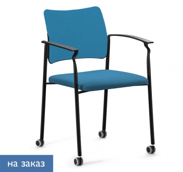 Кресло на колесах, обитое, с подлокотниками Profoffice PINKO UPH cast black SLW 58 Arms Голубой Черный