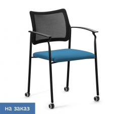 Кресло на колесах, с подлокотниками Profoffice Pinko Mesh cast black SLW 58 Arms Голубой Черный