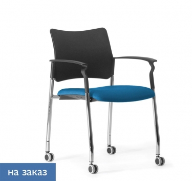 Кресло на колесах, с подлокотниками Profoffice Pinko plastic cast SLW 58 Arms Голубой Черный Хром