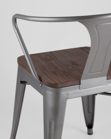 Стул Stool Group TOLIX ARM WOOD с подлокотниками Серебристый