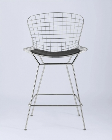 Стул полубарный с низкой спинкой Stool Group Bertoia хром Черный