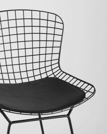 Стул полубарный с низкой спинкой Stool Group Bertoia Черный с черной подушкой