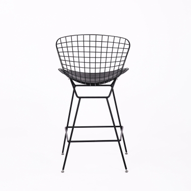 Стул полубарный с низкой спинкой Stool Group Bertoia Черный с черной подушкой