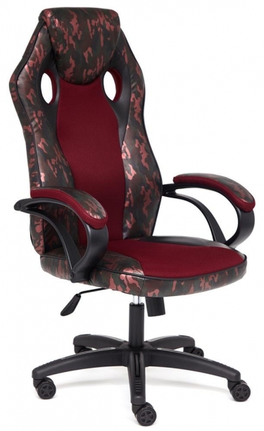 Кресло Tetchair RACER GT MILITARY кож/зам/ткань, розовый/бордо, TW 13
