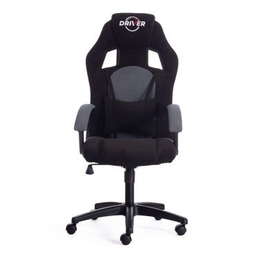 Кресло Tetchair DRIVER флок/ткань, черный/серый, 35/TW-12