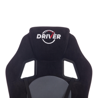 Кресло Tetchair DRIVER флок/ткань, черный/серый, 35/TW-12