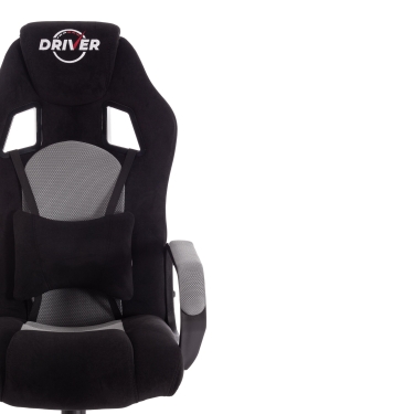 Кресло Tetchair DRIVER 22 флок/ткань, черный/серый, 35/TW-12