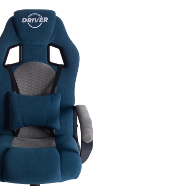 Кресло Tetchair DRIVER 22 флок/ткань, синий/серый, 32/TW-12