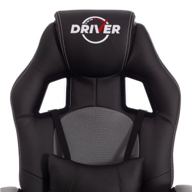 Кресло Tetchair DRIVER 22 кож/зам/ткань, черный/серый, 36-6/TW-12