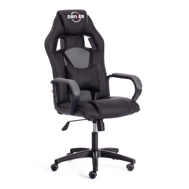 Кресло Tetchair DRIVER 22 кож/зам/ткань, черный/серый, 36-6/TW-12