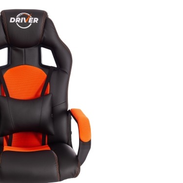Кресло Tetchair DRIVER 22 кож/зам/ткань, черный/оранжевый, 36-6/TW-07