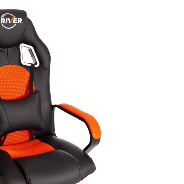 Кресло Tetchair DRIVER 22 кож/зам/ткань, черный/оранжевый, 36-6/TW-07