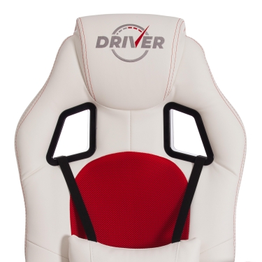 Кресло Tetchair DRIVER 22 кож/зам/ткань, белый/красный, 36-01/TW-08