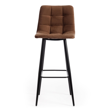 Стул барный Tetchair CHILLY mod.7095б ткань/металл, 53х44х104 см, высота до сиденья 76 см, коричневый barkhat 12/черный