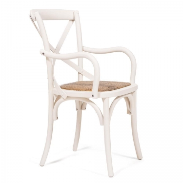 Стул с подлокотниками Tetchair CROSS mod.CB2008 дерево береза, 91х55х52см, butter white