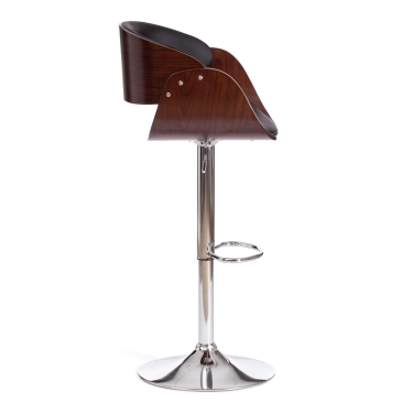 Барный стул Tetchair DRAKAR mod.4050 металл/дерево/экокожа, 51х56х95-116 см, высота сиденья 65-87 см, черный/орех/хром