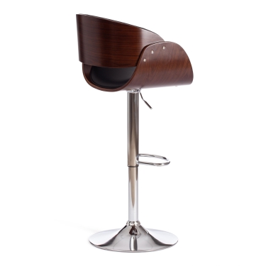 Барный стул Tetchair DRAKAR mod.4050 металл/дерево/экокожа, 51х56х95-116 см, высота сиденья 65-87 см, черный/орех/хром
