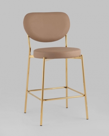 Стул полубарный Stool Group Барбара NEW экокожа бежевая золотые ножки