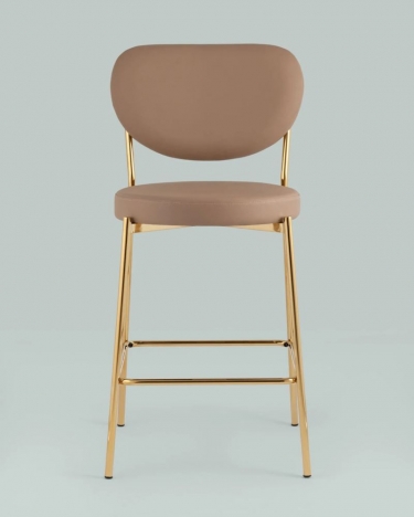 Стул полубарный Stool Group Барбара NEW экокожа бежевая золотые ножки