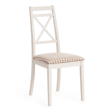 Стул Tetchair Opera OP-SC дерево гевея, 45х53х97см, ivory white слоновая кость 2-5, ткань бежевая, рисунок золотистый 180-9