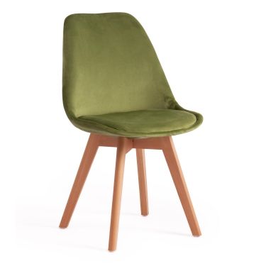 Стул Tetchair TULIP SOFT mod. 74 вельвет/дерево , 54 х 47 х 83 см , зеленый HLR 54/натуральный