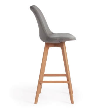 Стул Tetchair TULIP SOFT BAR mod. 75 вельвет/дерево , 48 х 57 х 104 см, светло-серый HLR19/натуральный