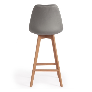 Стул Tetchair TULIP SOFT BAR mod. 75 вельвет/дерево , 48 х 57 х 104 см, светло-серый HLR19/натуральный