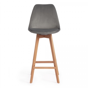 Стул Tetchair TULIP SOFT BAR mod. 75 вельвет/дерево , 48 х 57 х 104 см, светло-серый HLR19/натуральный
