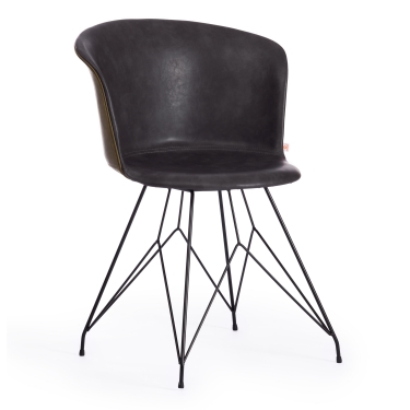 Стул Tetchair CHILLY mod. 7095-1 ткань/металл, 45x53х88 см, высота до сиденья 50 см, коралловый barkhat 15 /черный