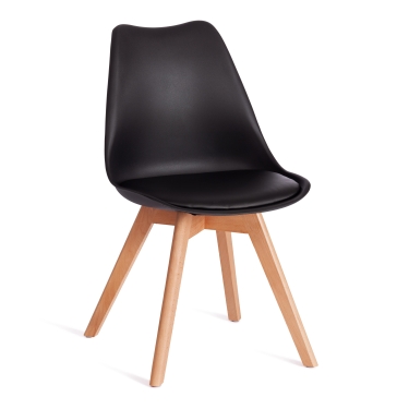 Стул Tetchair TULIP mod. 73-1 дерево/пластик/экокожа, 47,5x55x80 см, черный