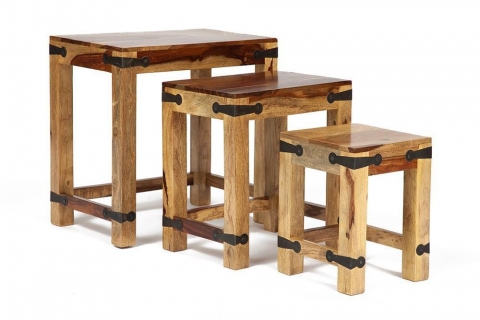 Набор табуреток/столиков Tetchair Бомбей - 0077 палисандр, 45х45х30/38х36х27/31х27х25см, натуральный natural