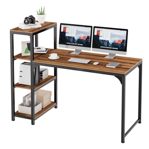 Стол письменный для компьютера со стеллажом Eureka EUREKA ZX-SH140A-RW с шириной 140 см Reclaimed Wood