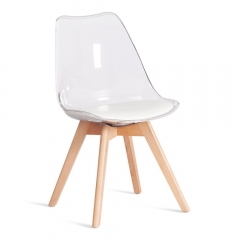 Стул Tetchair TULIP mod. 73-1 дерево/пластик/экокожа, 47,5x55x80 см, Прозрачный Transparent