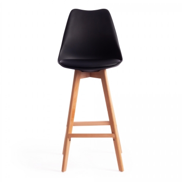 Стул барный Tetchair TULIP BAR mod. C1014H-1 пластик/дерево, 42 х 47,5 х 104 см, Black Черный 3010/ натуральный