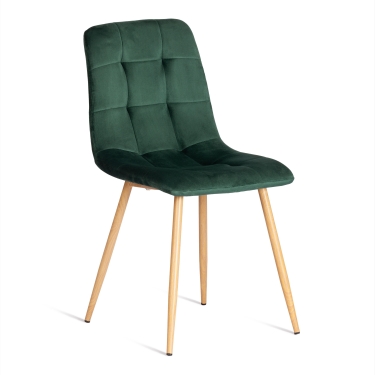 Стул Tetchair CHILLY mod. 7094-1 вельвет/металл, 44,5х52,5х86 см, dark green темно-зеленый HLR57 / натуральный
