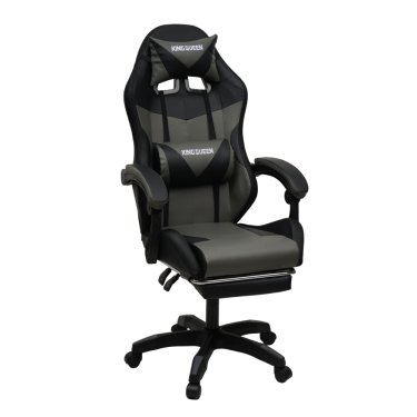 Кресло KINGQUEEN 908 KINGQUEEN цвет черный/темно серый с массажем и подсветкой 908-black-dgrey-mass
