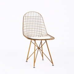 Стул обеденный Stool Group Eiffel из металла цвет золото с белой подушкой из экокожи