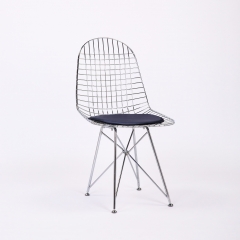 Стул обеденный Stool Group Eiffel из хромированного металла с черной подушкой из экокожи