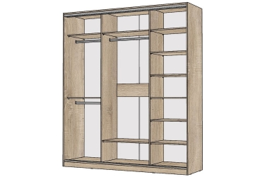 Шкаф-купе 3-х дверный Народная мебель Виктория 1800х584х2300, Дуб сонома светлый 18ДЗДЛДЗ-ШШПП-Дсс 310-2207