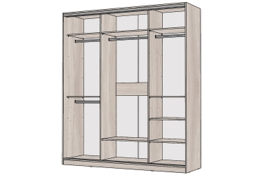 Шкаф-купе 3-х дверный Народная мебель Виктория 2000х584х2300, Ясень шимо светлый 20ДЛЛЛДЗДЛЛЛ-ПШШШ-Яшс 310-2769