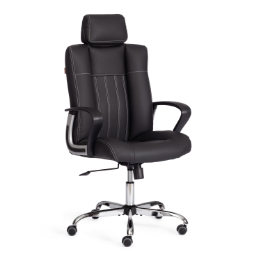 Кресло Tetchair OXFORD хром кож/зам, черный, 36-6