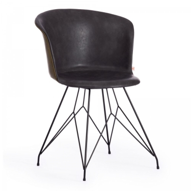 Стул Tetchair KRANZ mod. 9322М / 1 шт. в упаковке экокожа / пластик , 53 х 55 х 45 х 76,5, Grey Cерый 7 / Olive Оливковый 19 / черный
