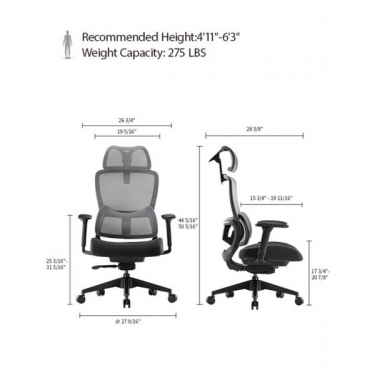 Эргономичное компьютерное кресло Eureka Eureka ERK-OC15-B, черное