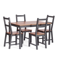Обеденный комплект Tetchair Соната стол + 4 стула / Sonata dining set массив сосны, стол 120х75х73см стул 41х50х95см, антик /графит