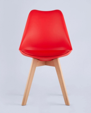 Комплект из четырех стульев Stool Group FRANKFURT красный пластик сиденье экокожи ножки массив бука