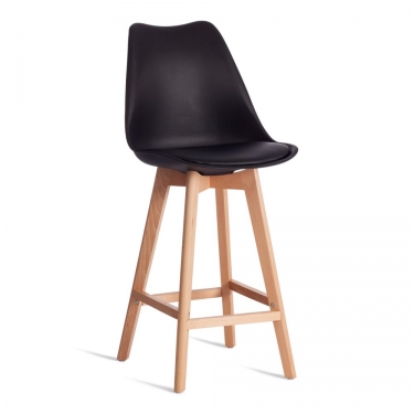 Стул барный Tetchair TULIP BAR mod. C1014H-1 / 1 шт. в упаковке пластик/дерево, 42 х 47,5 х 104 см, Black Черный 3010/ натуральный