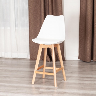 Стул барный Tetchair TULIP BAR mod. C1014H-1 / 1 шт. в упаковке пластик/дерево, 42 х 47,5 х 104 см, White Белый 70029/ натуральный