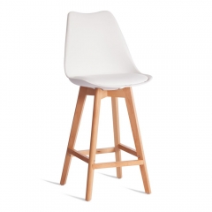 Стул барный Tetchair TULIP BAR mod. C1014H-1 / 1 шт. в упаковке пластик/дерево, 42 х 47,5 х 104 см, White Белый 70029/ натуральный